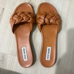 Steve Madden Women's Paislee Braided Slide Sandal Flats Brown Size 9.5